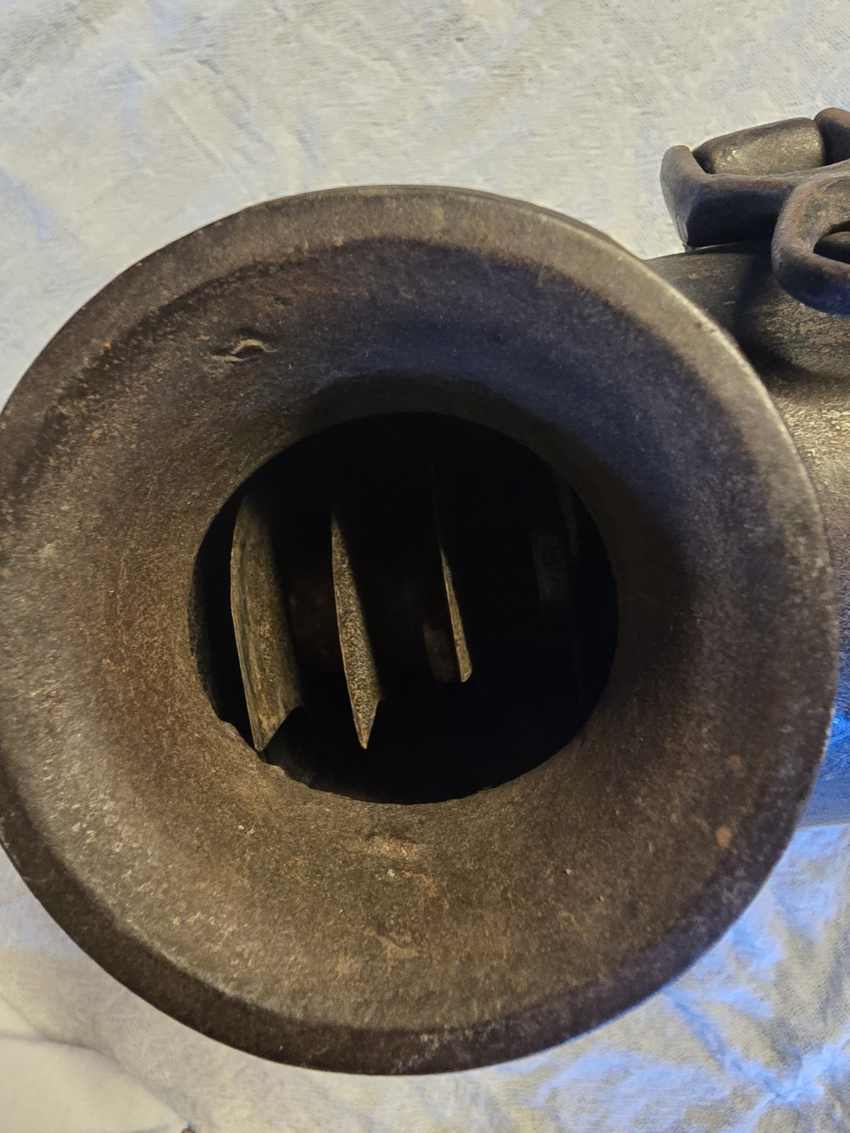 Primitive Cast Iron Tobacco Shredder Cutter Grinder Wood Handle Large