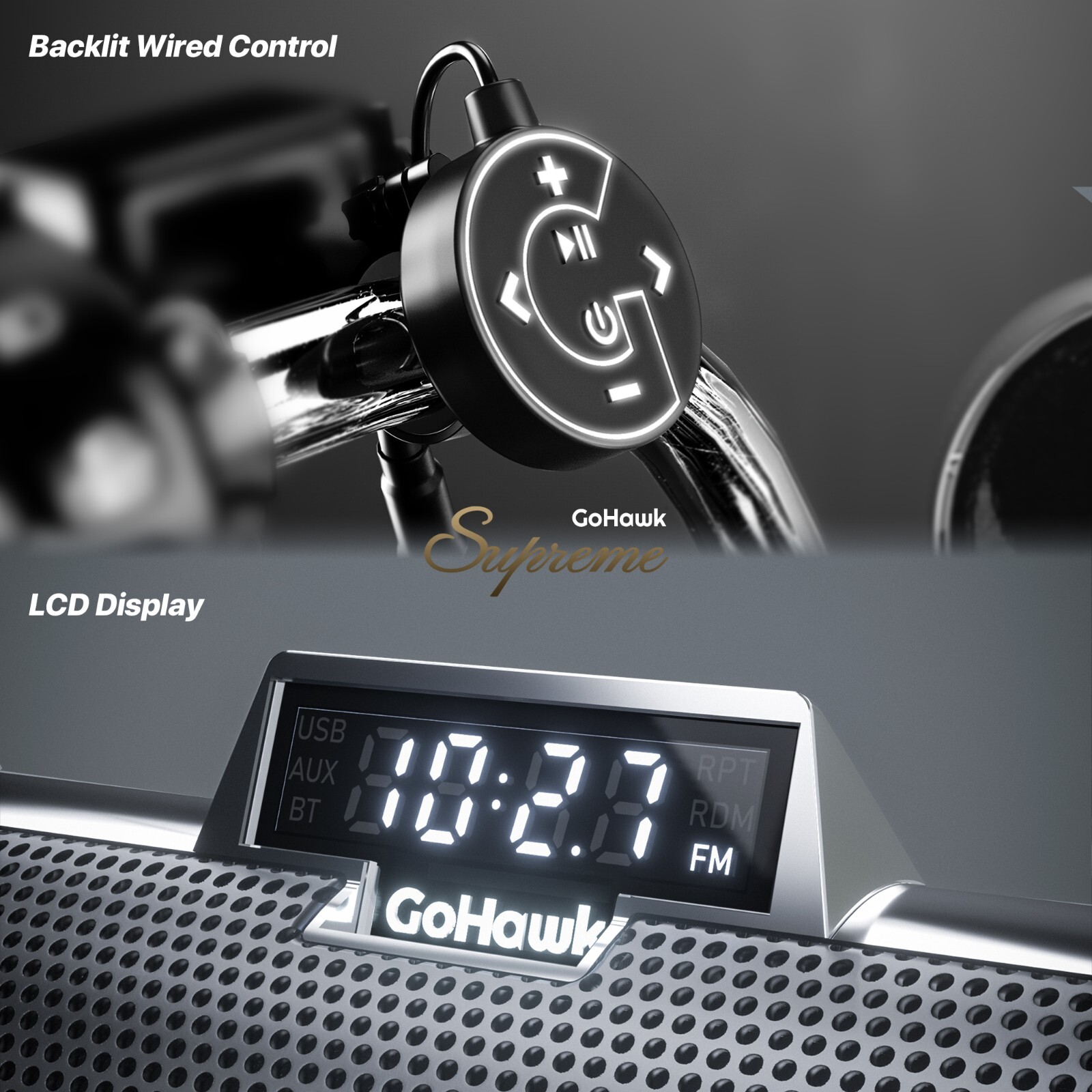 Waterproof Motorcycle Stereo 8 Speakers Audio System Bluetooth 300W Amp FM Radio