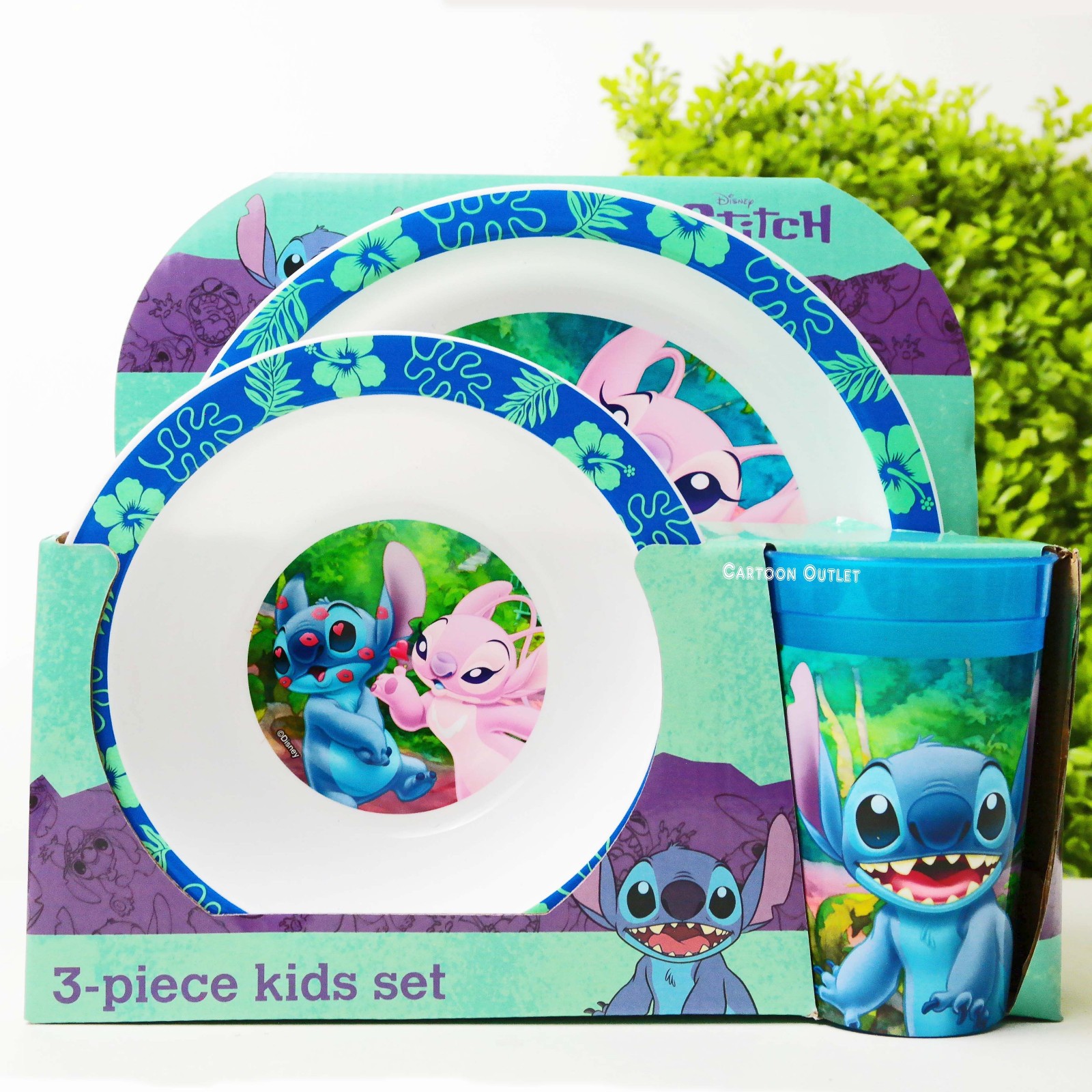 Disney lilo & Stitch 3 pc Plate and Cup Dinner Set Gift Trending Rare Find