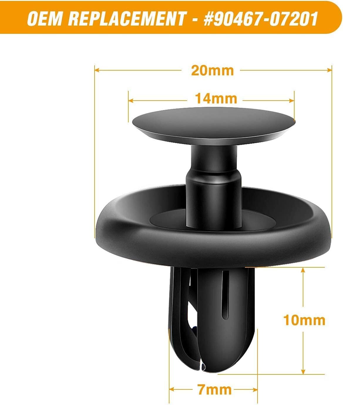 100 Pcs Retainer for Lexus Toyota Body, Splash Shield Clips 90467-07201 Replacem