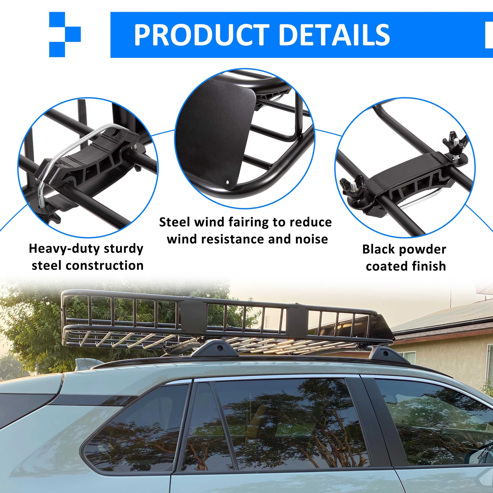 67" Roof Rack Cargo Top Luggage Holder Carrier Basket with Extension Travel NEW