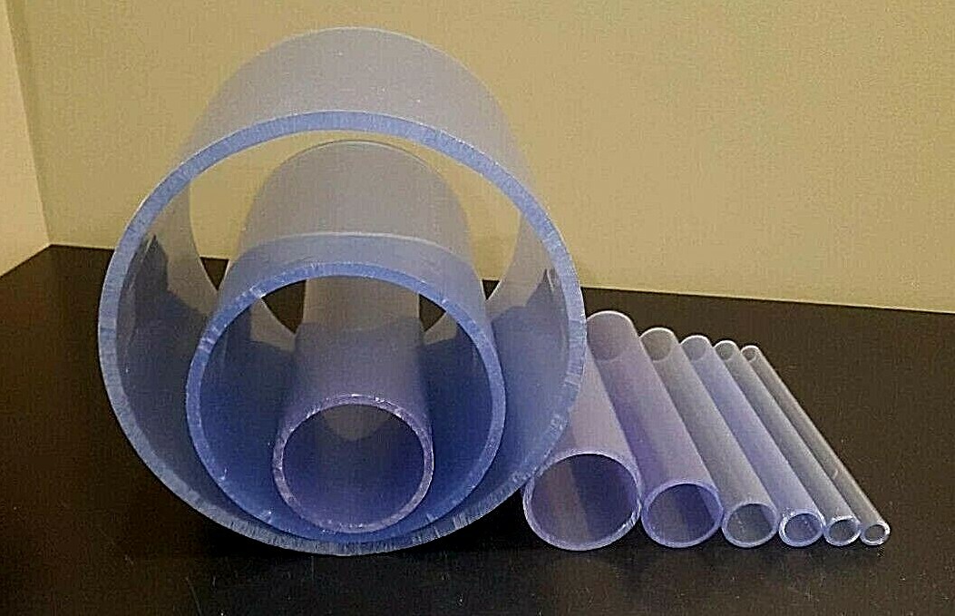 Any Size Diameter Clear PVC Pipe 1/2"-12" Inch (1'-5' foot length)