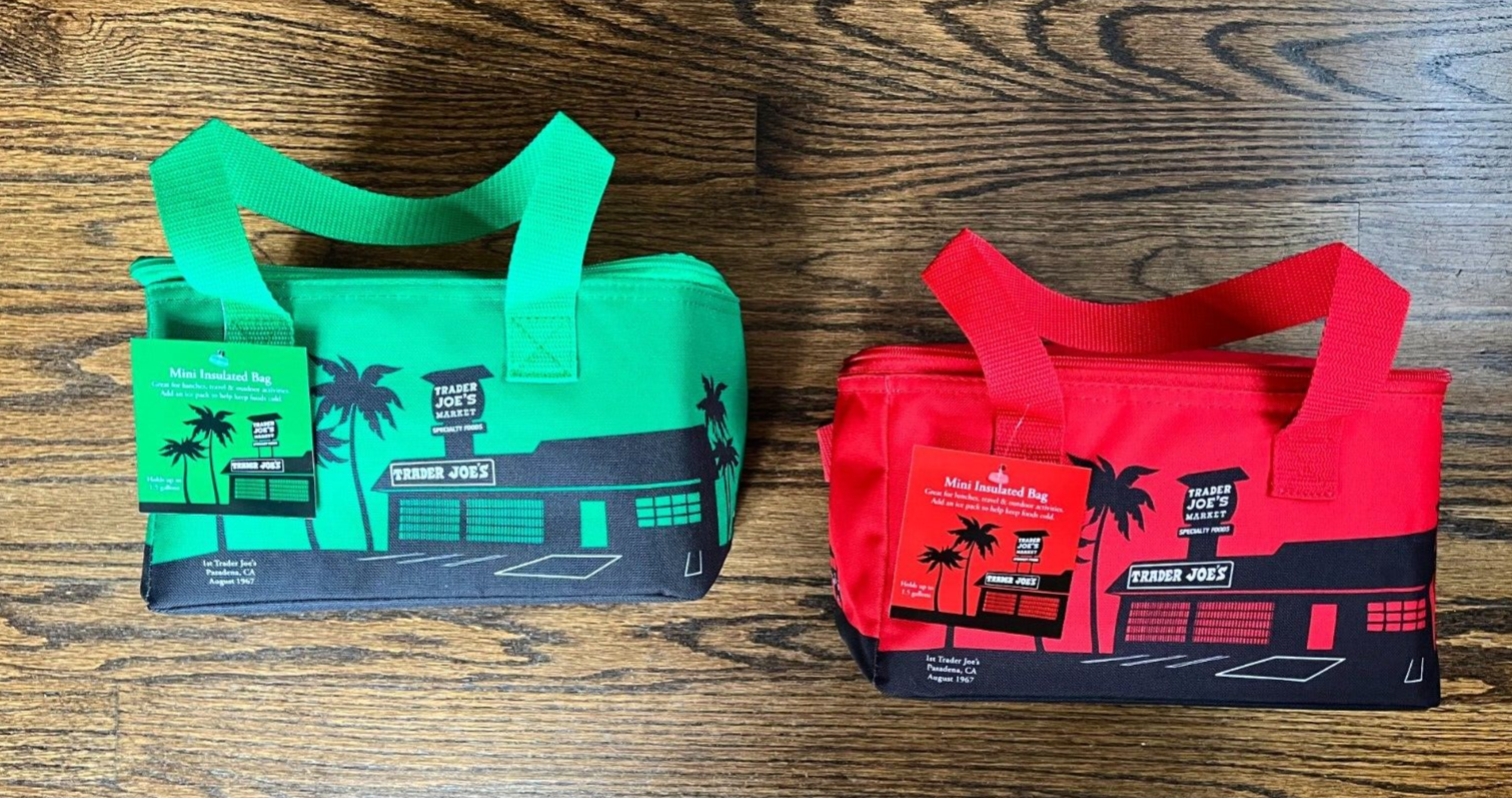 Trader Joe’s Mini Insulated Bag for Lunch, Shopping 1.5 Gallon: Red, Green NWT