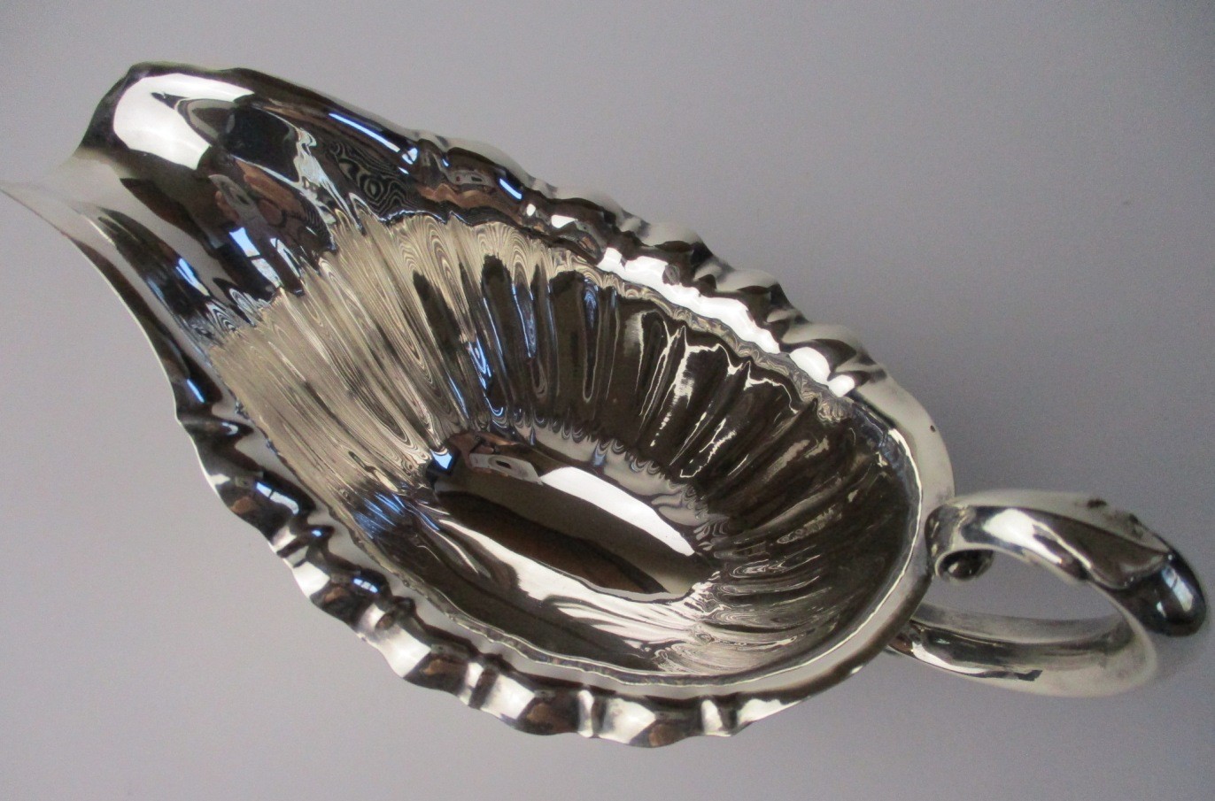 Woodside Sterling silver Sauce Boat ribbed pattern c. 1920 New York