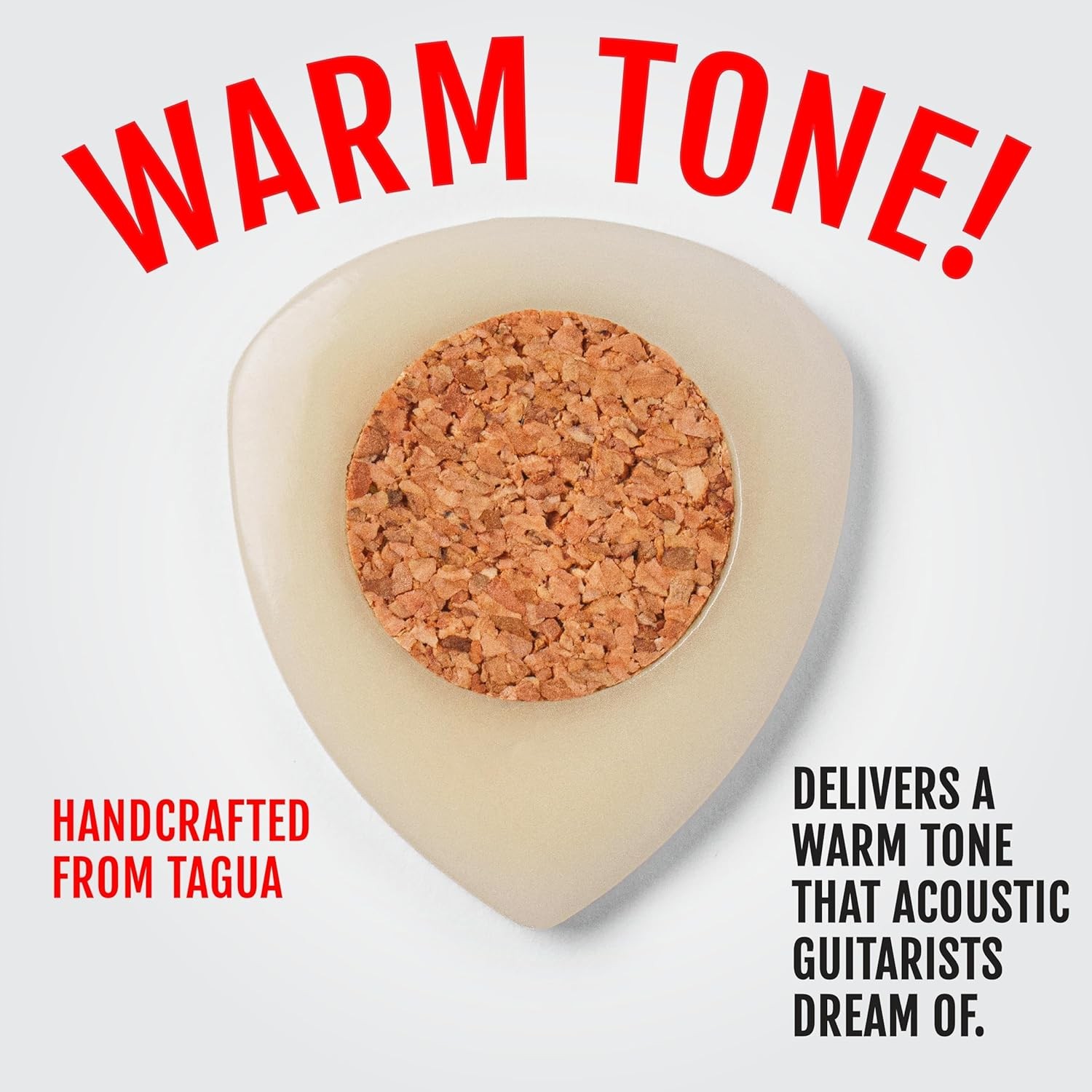 BLACK MOUNTAIN Handcrafted Tagua Guitar Picks with Embedded Cork Grip -Four Pack