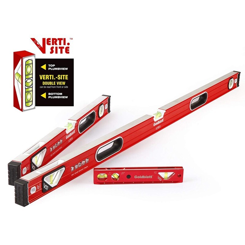 Goldblatt 3PCS Torpedo Level Set 9" 24" 48" Spirit Level Included Aluminum Alloy