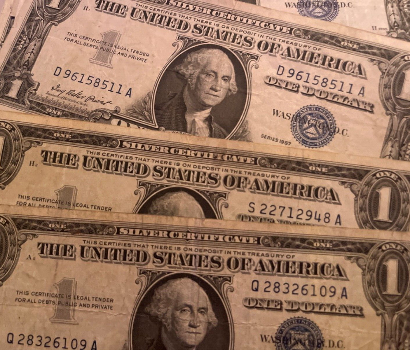 1957 $1 BLUE SEAL SILVER CERTIFICATE EACH LOT IS ONE NOTE