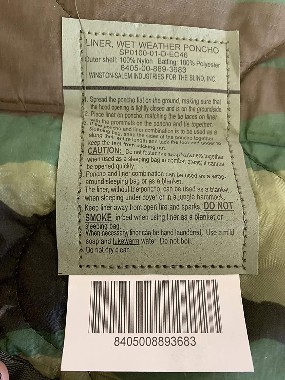 USGI Authentic Poncho Liner Woodland Camo Original US Military Issue