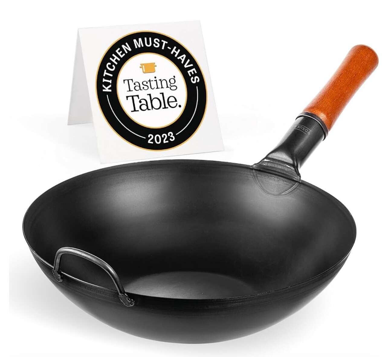 YOSUKATA Carbon Steel Wok Pan – 13,5 “ Stir Fry Pans - Chinese Wok with Flat Bot