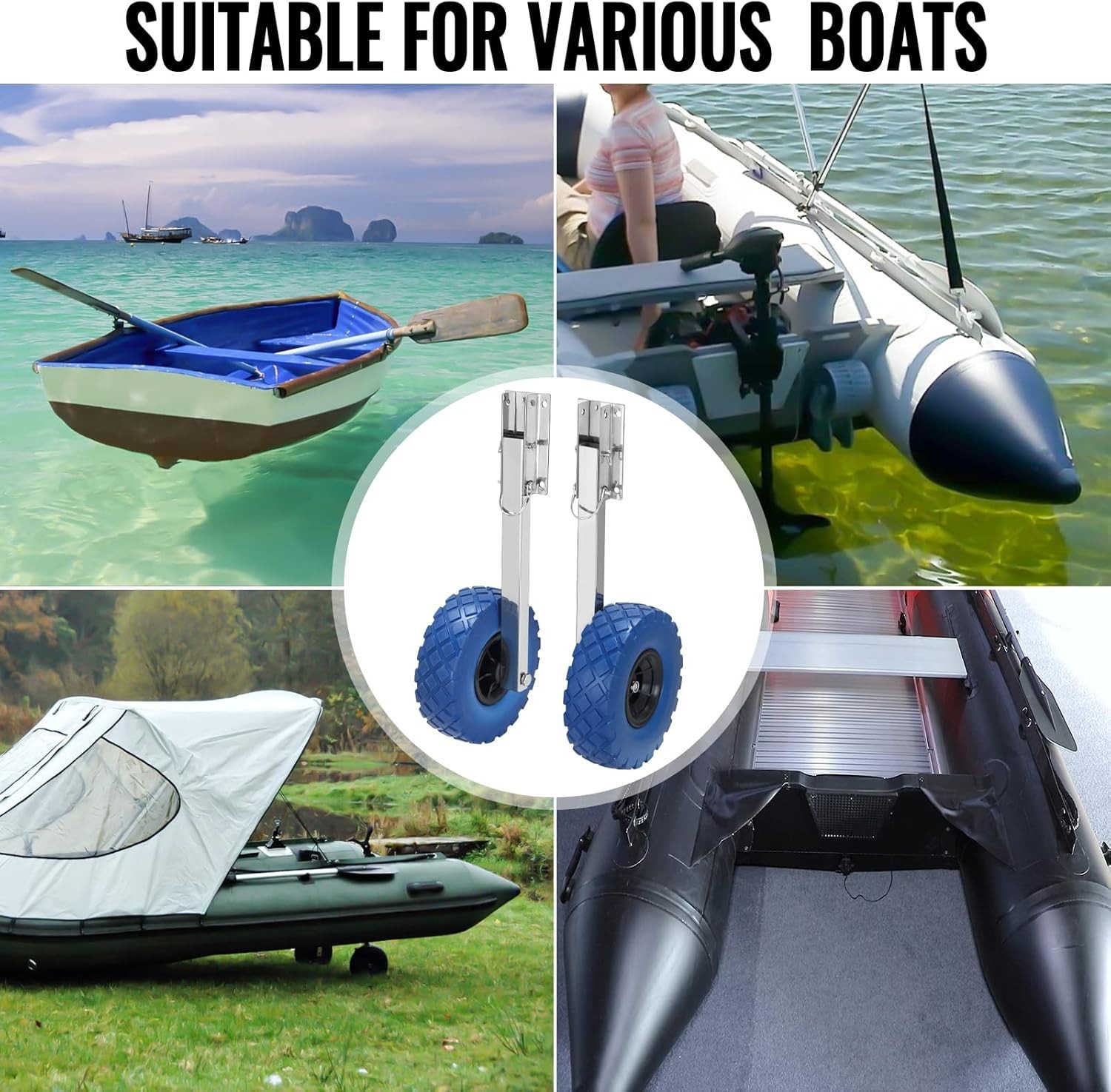 Boat Launching Wheels,10'' Inflatable Boat Launch Wheels 300 LB Loading Capacity