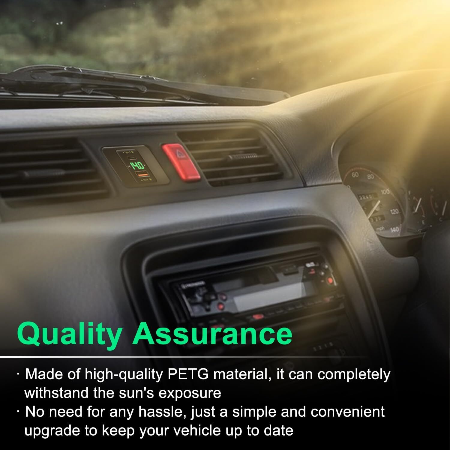 Clock Substitute with Voltmeter and USB Fast Charger for 1997-2001 Honda CR-V