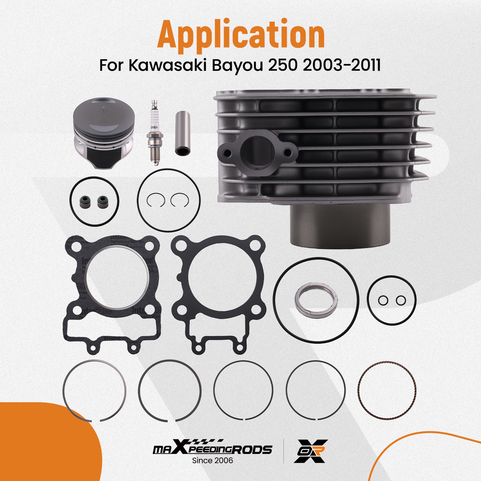 Cylinder Jug w/ New Piston & Top End Kit For Kawasaki Bayou KLF 250 2003-2011