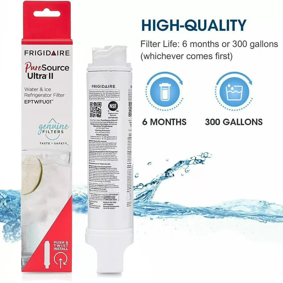 4 PACK Frigidaire EPTWFU01 Pure Source Ultra II Refrigerator Water Filter ,NEW