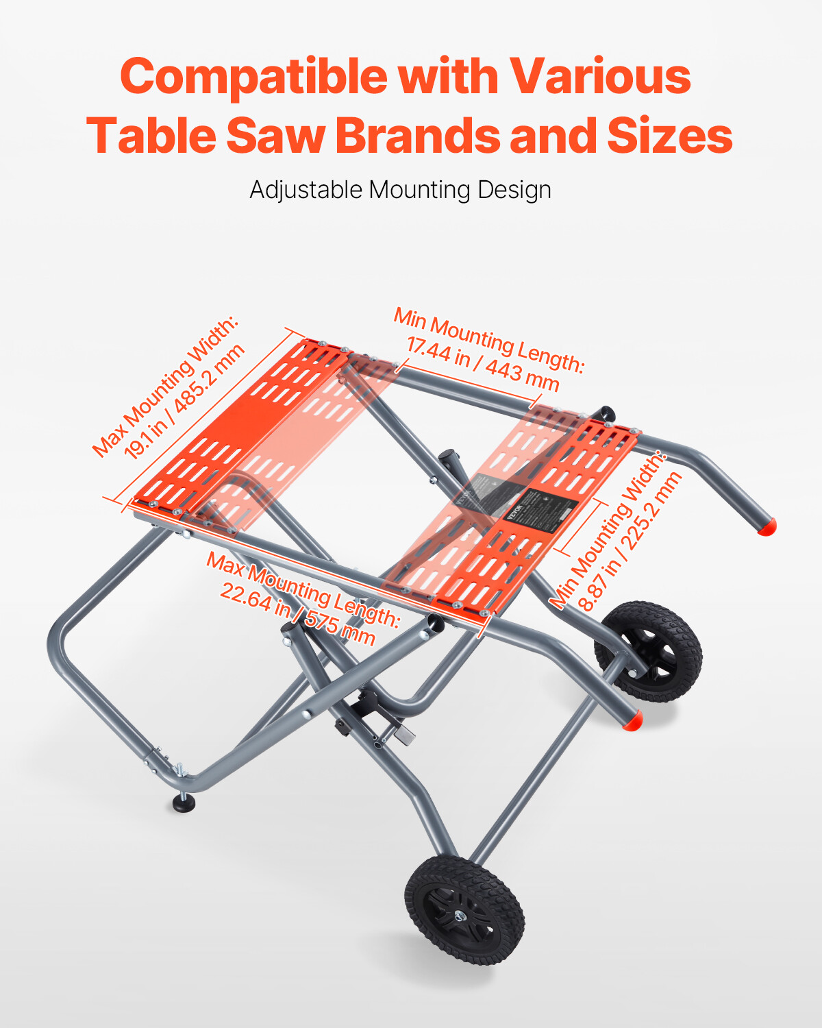 Portable Table Saw Stand with Wheels 350 lbs Load Capacity Rolling Foldable