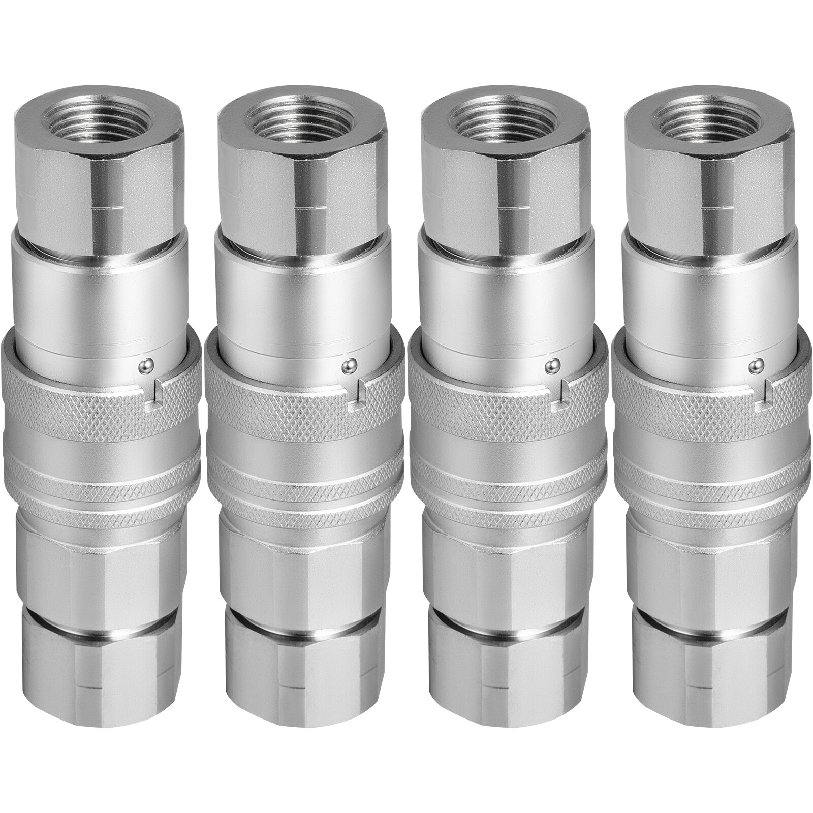VEVOR 4 Sets 1/2" Flat Face Hydraulic Coupler Quick Connect Skid Steer Bobcat
