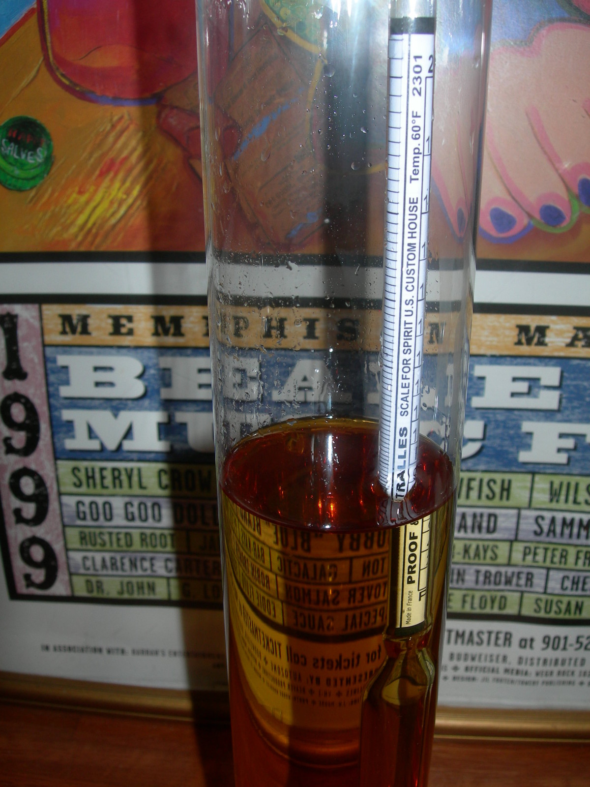 PROOF & TRALLE % ALCOHOL HYDROMETER for MOONSHINE STILL and DISTILLED SPIRITS
