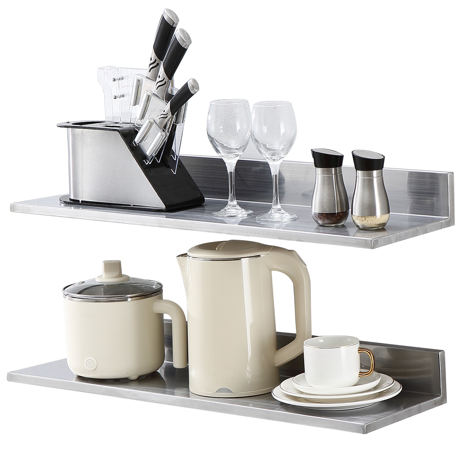 VEVOR 30" x 8.6" Stainless Steel Wall Mounted Shelf Kitchen Shelving 2 Pack