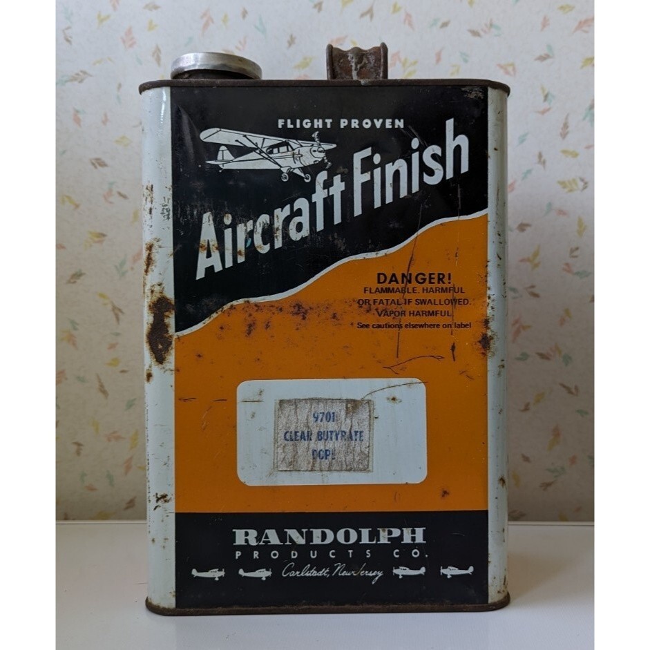 RANDOLPH PRODUCTS Flight Proven Aircraft Finish Tin Airplane Graphic Vintage