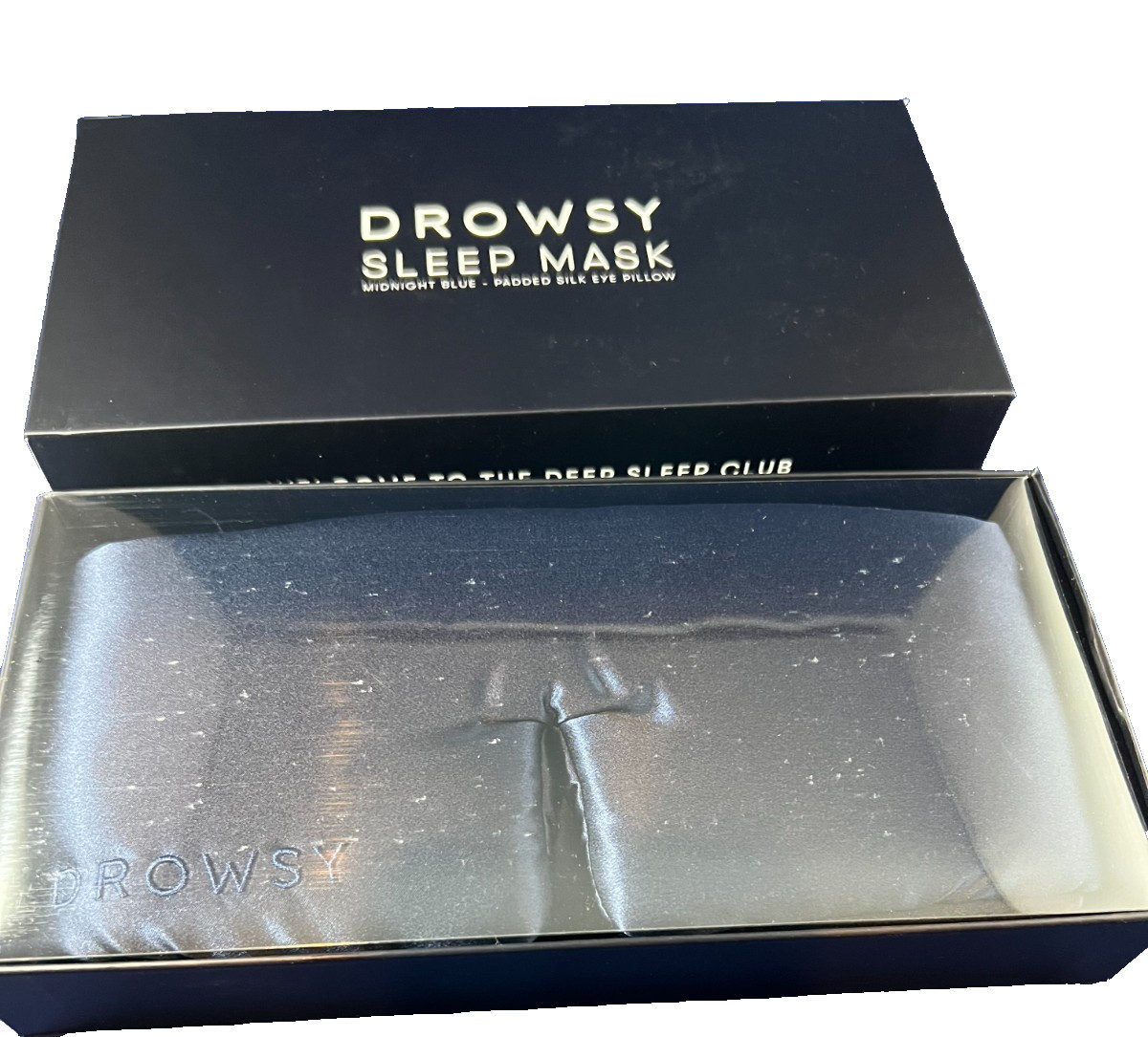 Drowsy Sleep Mask Midnight Blue Padded Silk Eye Pillow NEW IN BOX