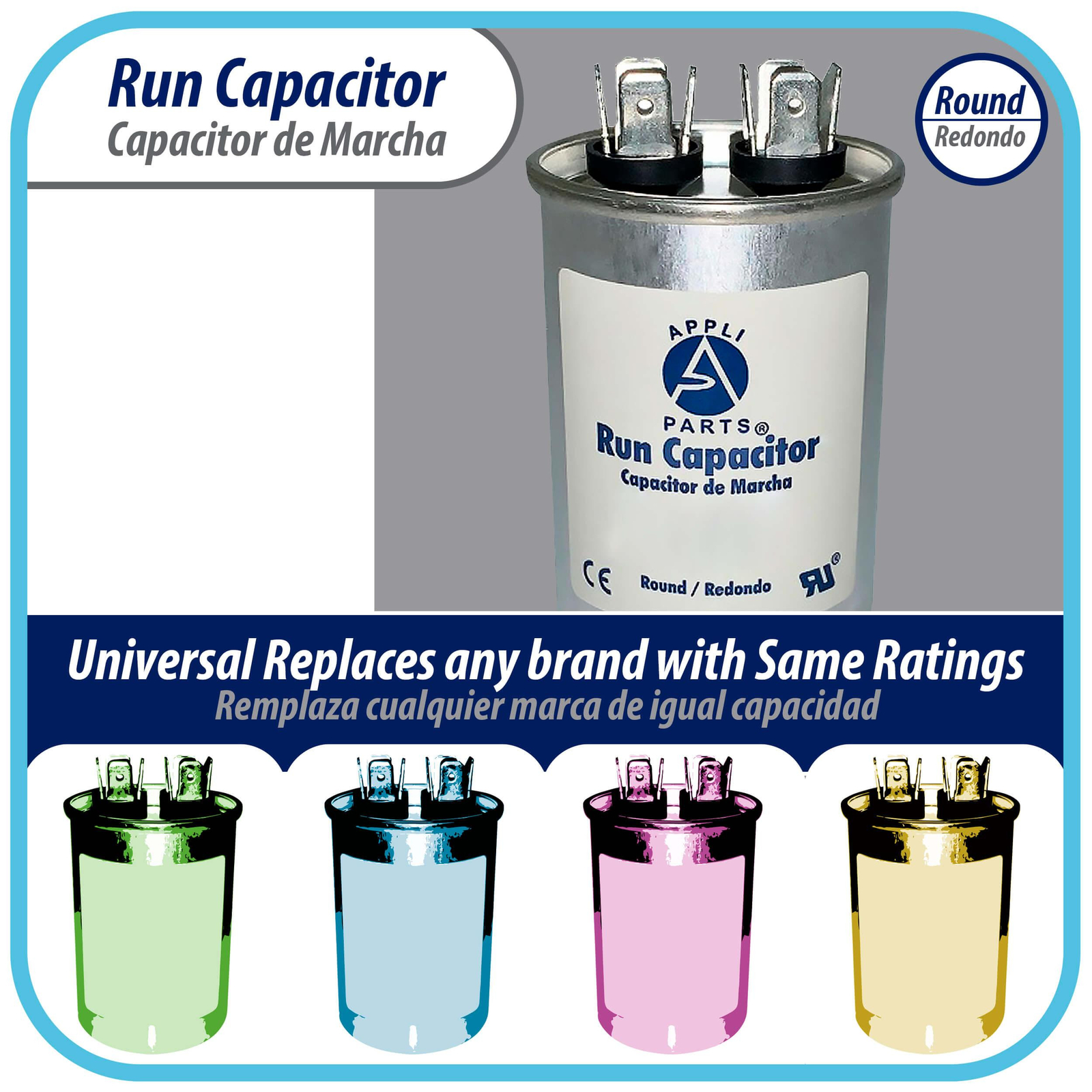 Appli Parts Run Capacitor for ac 10 Mfd uF (microfarads) 370 VAC or 450 VAC CBB6