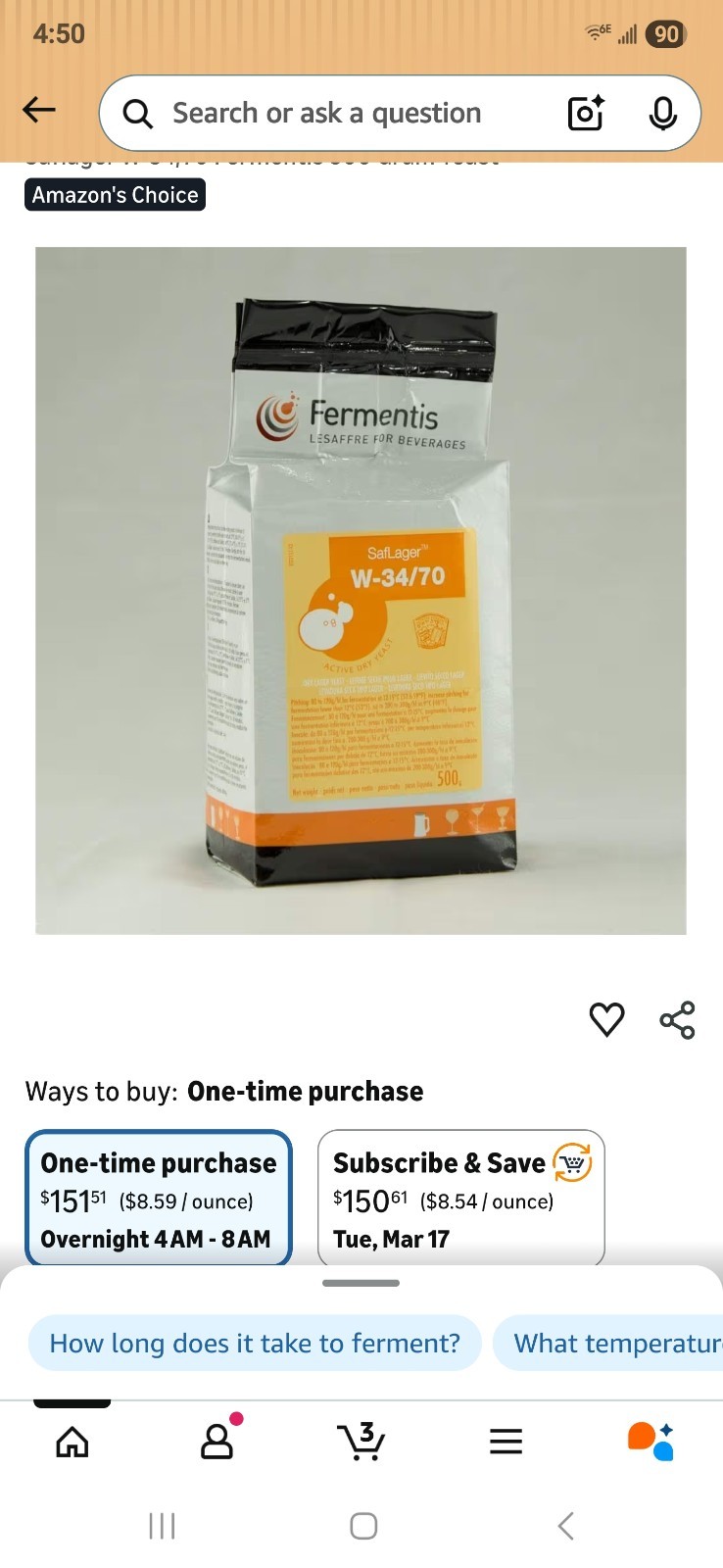 SafLager W-34/70  Fermentis yeast 500 Grams  for Beer brewing From Belgium