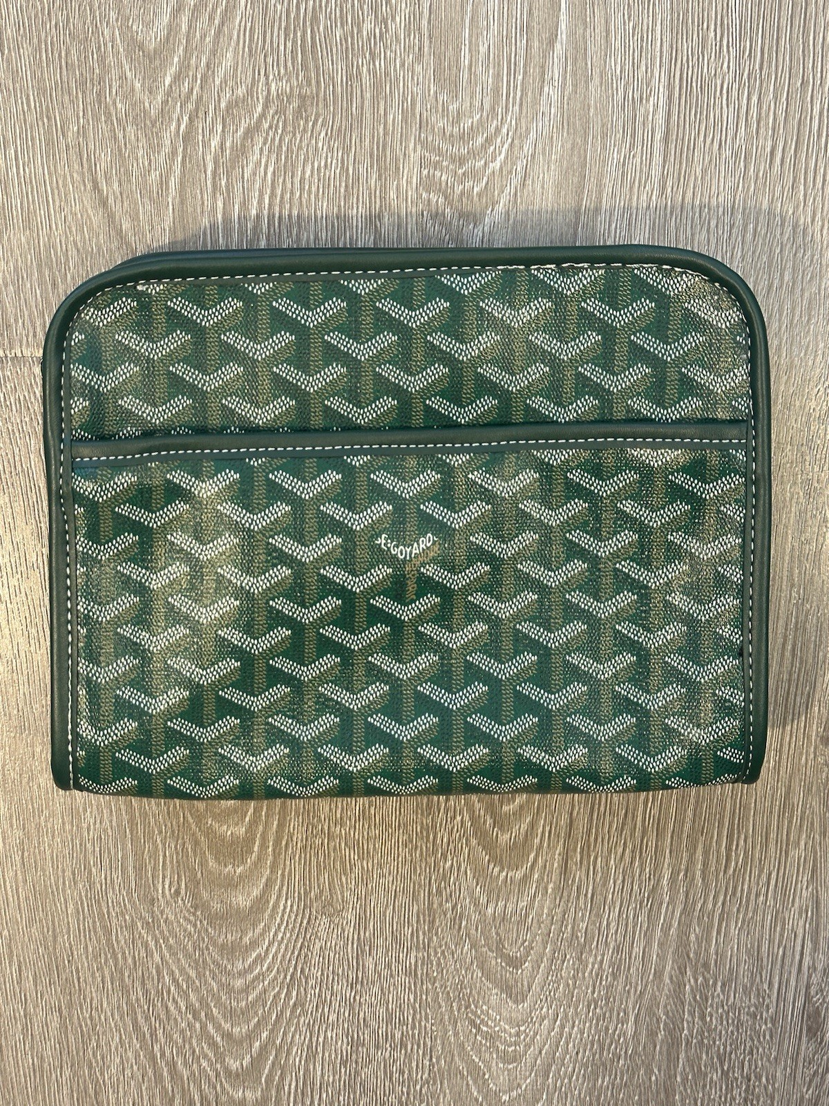Goyard Goyardine Canvas Zip Pouch Organizer Brown Black Green Luxury Travel Case