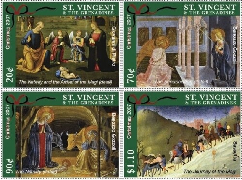 St. Vincent 2007 - SC# 3594-7 Christmas, Nativity, Art - Set of 4 Stamps - MNH