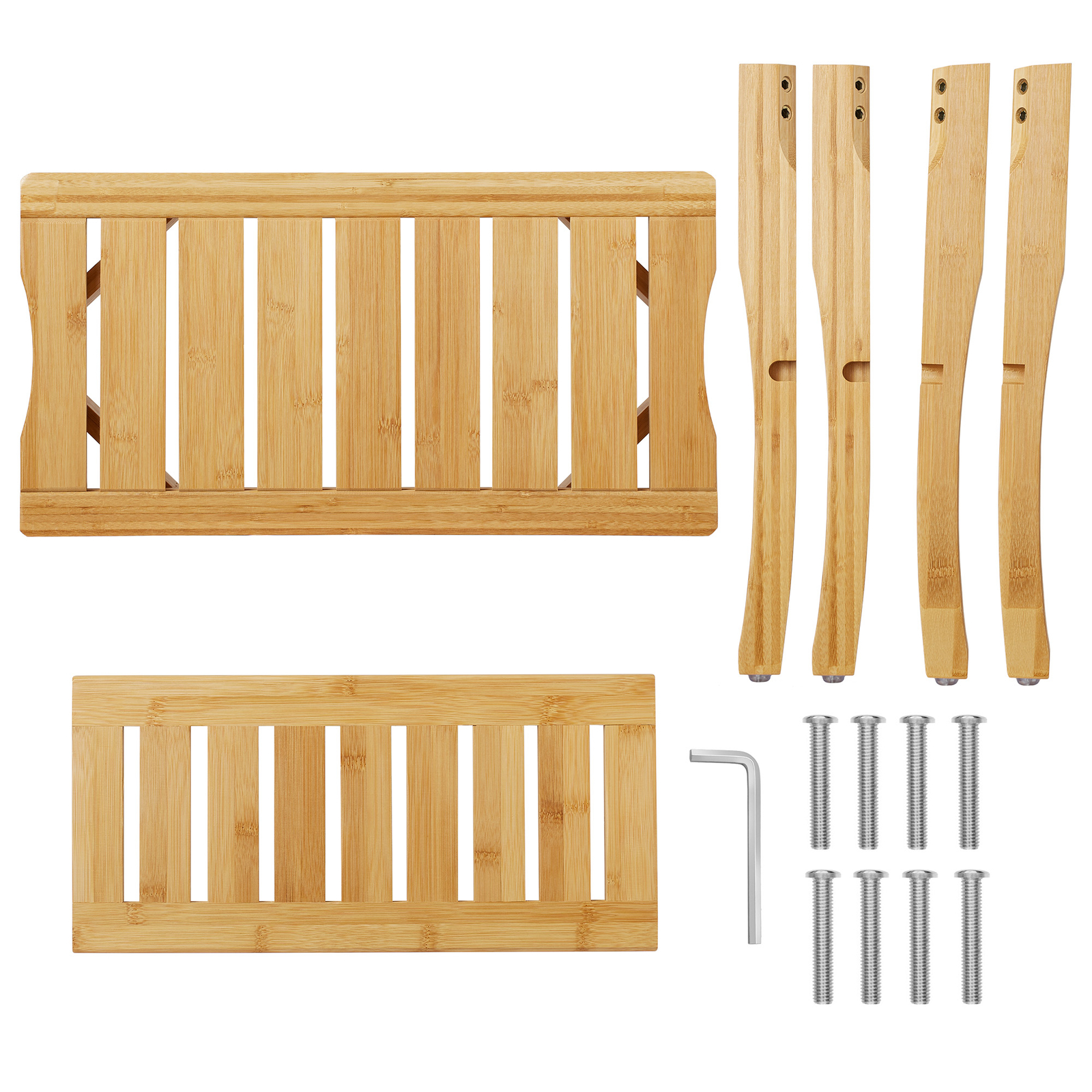 Bamboo Shower Bench with Storage Shelf, Wood Bathroom Spa Stool Seat for Bathtub