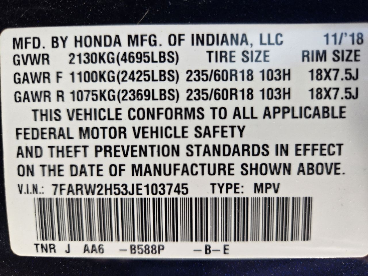 2018-2022 Honda CR-V 7" Display Screen w/o Navigation