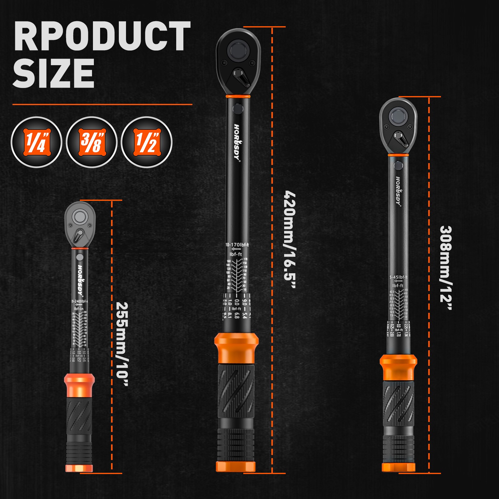 Torque Wrench Adjustable Torque Wrench 1/2" & 3/8" & 1/4" Drive Reversible Cr-V