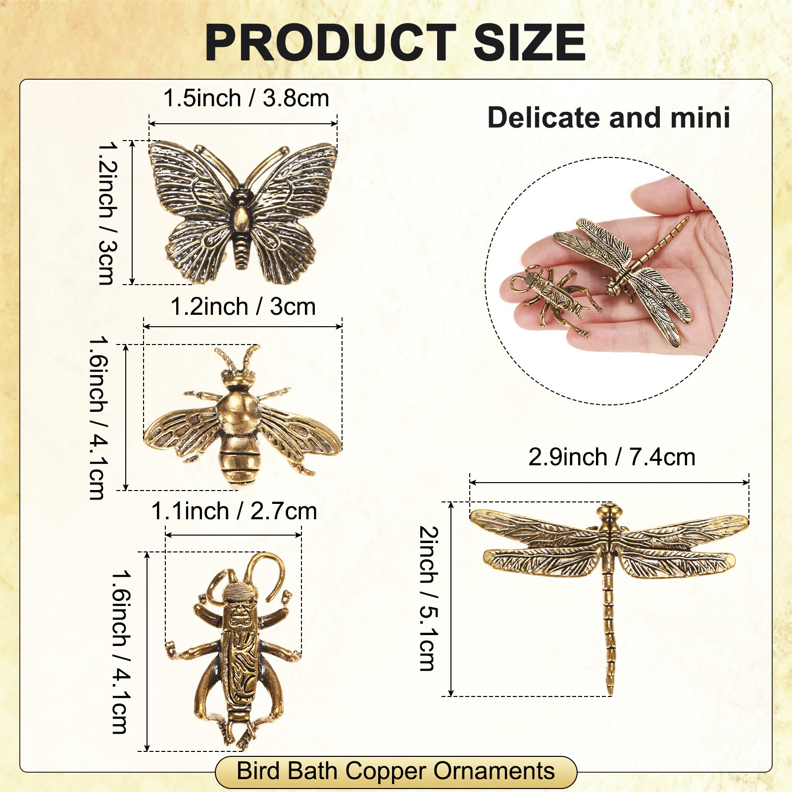1-Set Bird Bath Copper Disk [Butterfly, Cricket, Dragonfly]