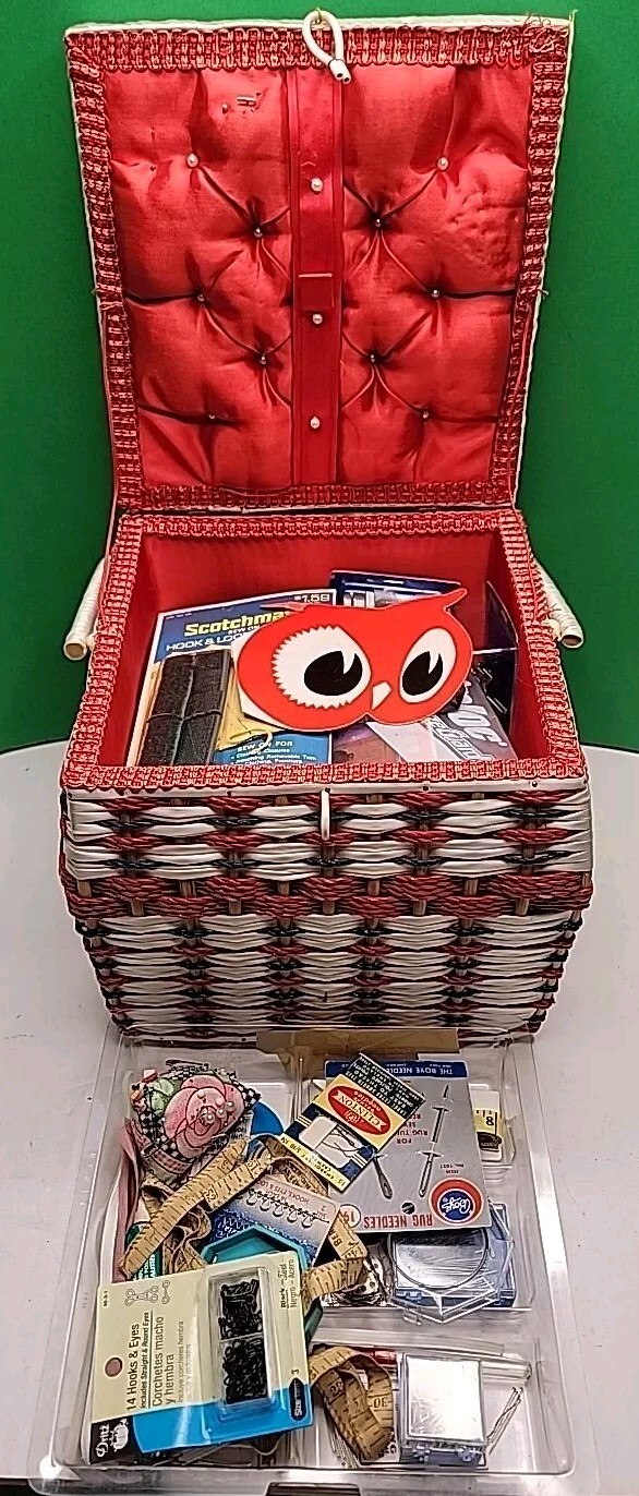 Mixed Lot of Sewing Supplies With Basket - New & Used.