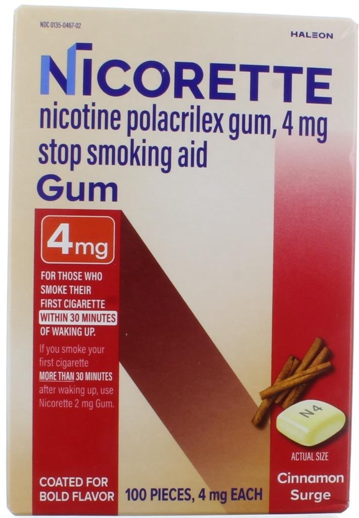 Nicorette Nicotine Gum 4MG Cinnamon Surge 100 Pcs  Free Shipping Exp 03/2028+