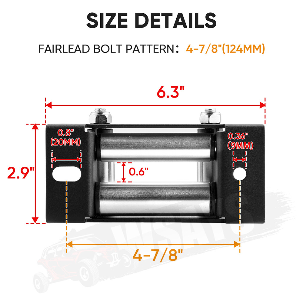 4-7/8" Winch Roller Fairlead Cable Lead Guide 3500LBS For UTV ATV Polaris Can-Am