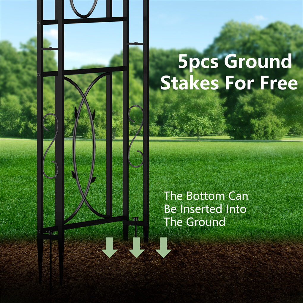 XXL Tall Metal Garden Arch Trellis Double Column Curved Climbing Plant Archway