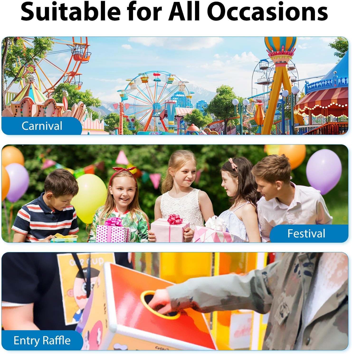 240 Pcs (120 Pairs) Blue Double Raffle Tickets – 50/50 Raffle Tickets for Partie