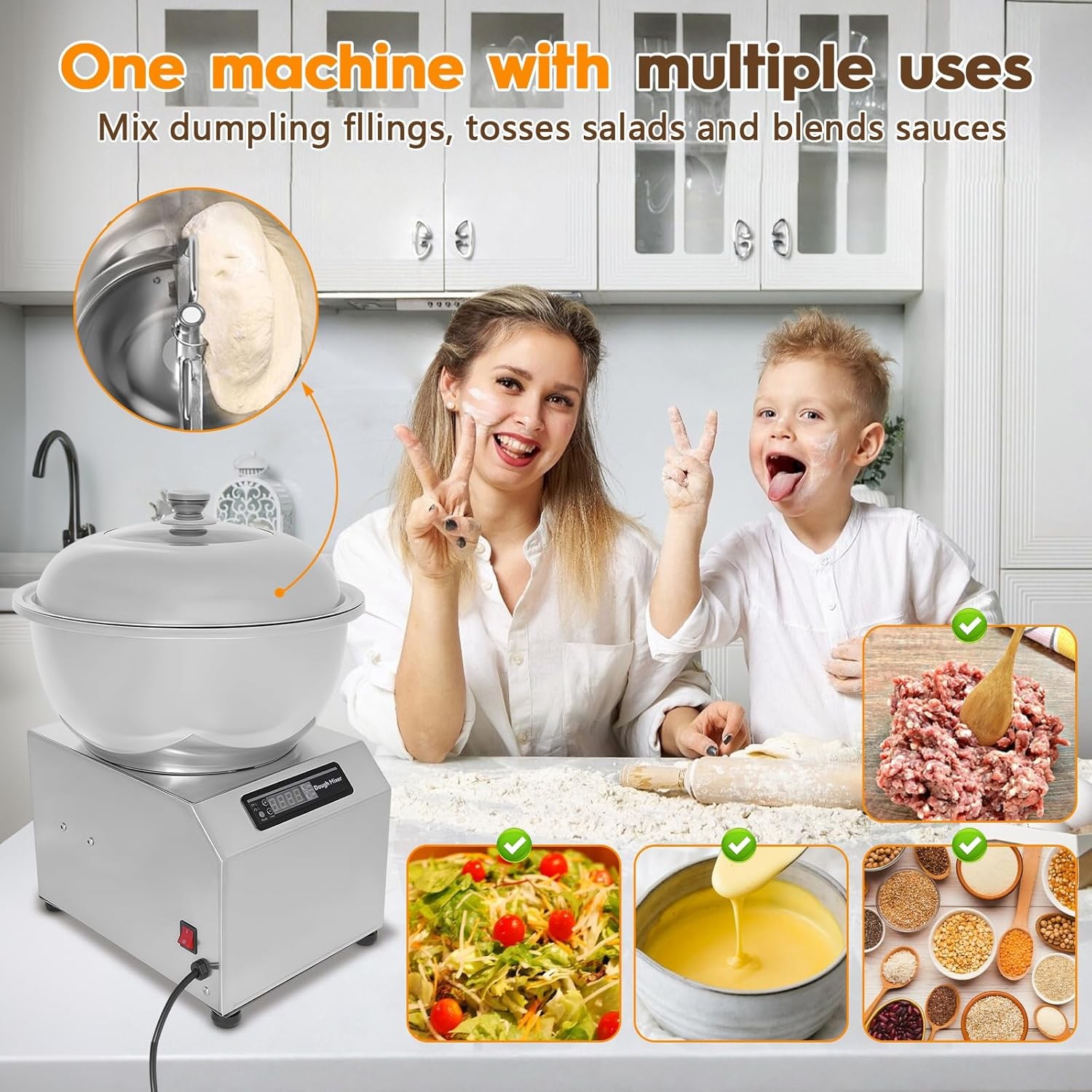 Commercial Electric Food Mixer Stand 8KG Dough Flour Mixer Machine Dual Rotation