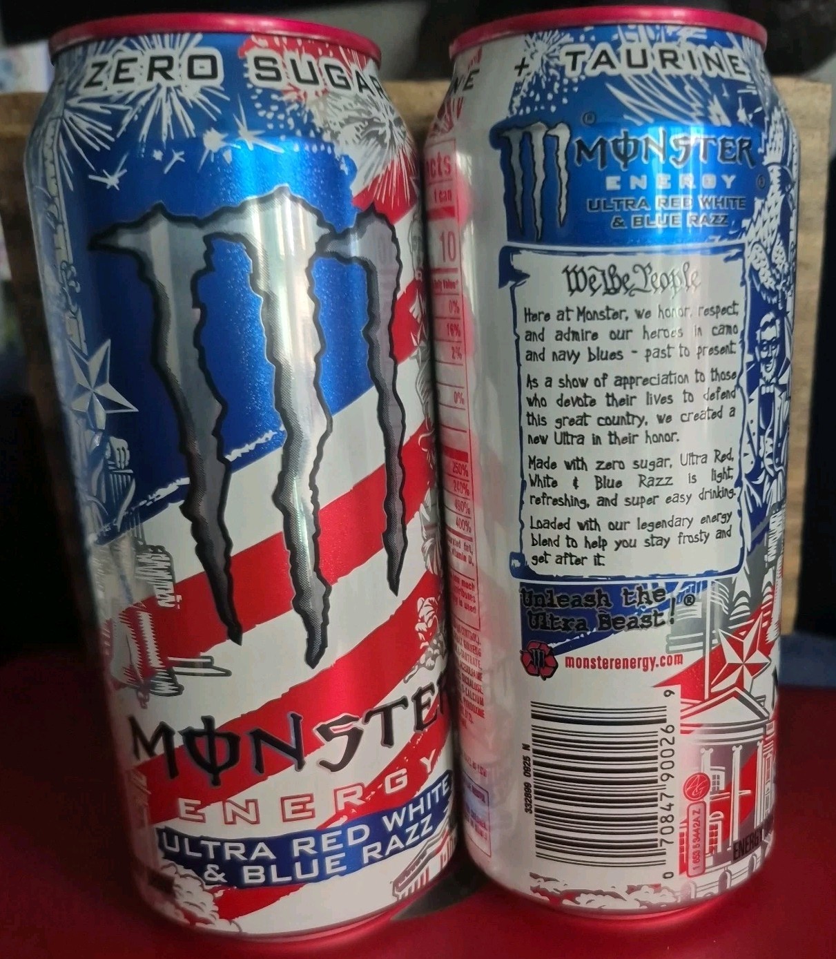 Monster Energy ultra red white and blue Razz Zero sugar 2 pk Casey's exclusive