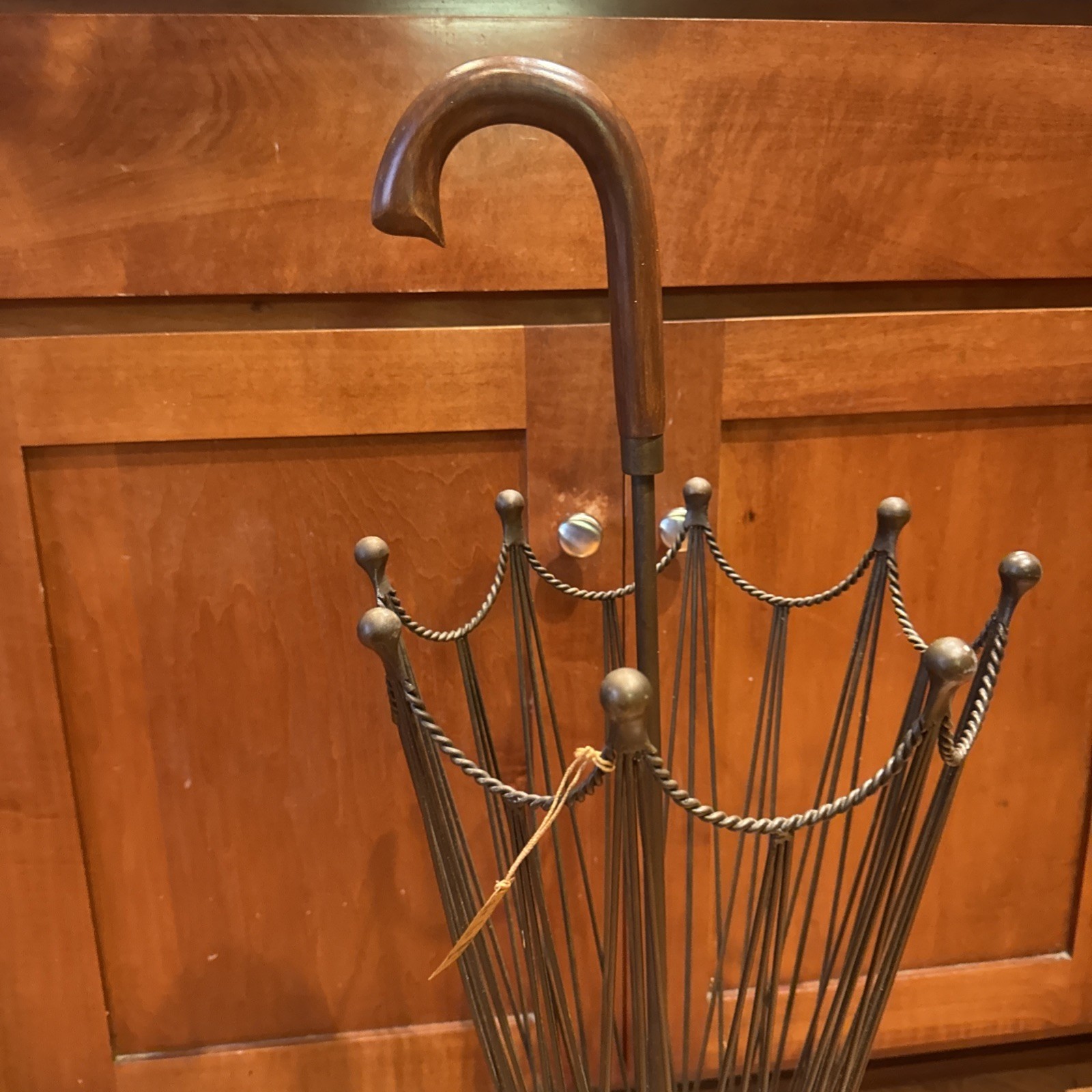 Pier 1 Imports NWT Umbrella Stand Wood Handle Metal Base 31”