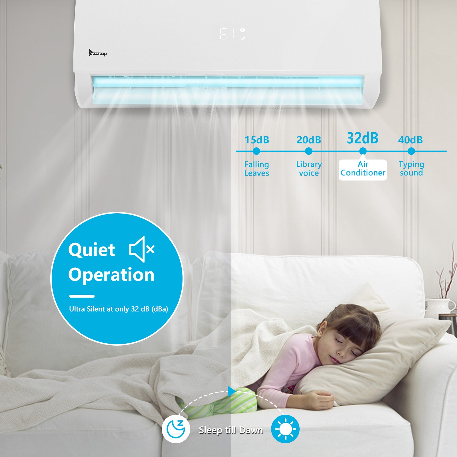 ZOKOP 18,000 BTU Mini Split Air Conditioner & Heater Ductless Inverter 21 SEER2