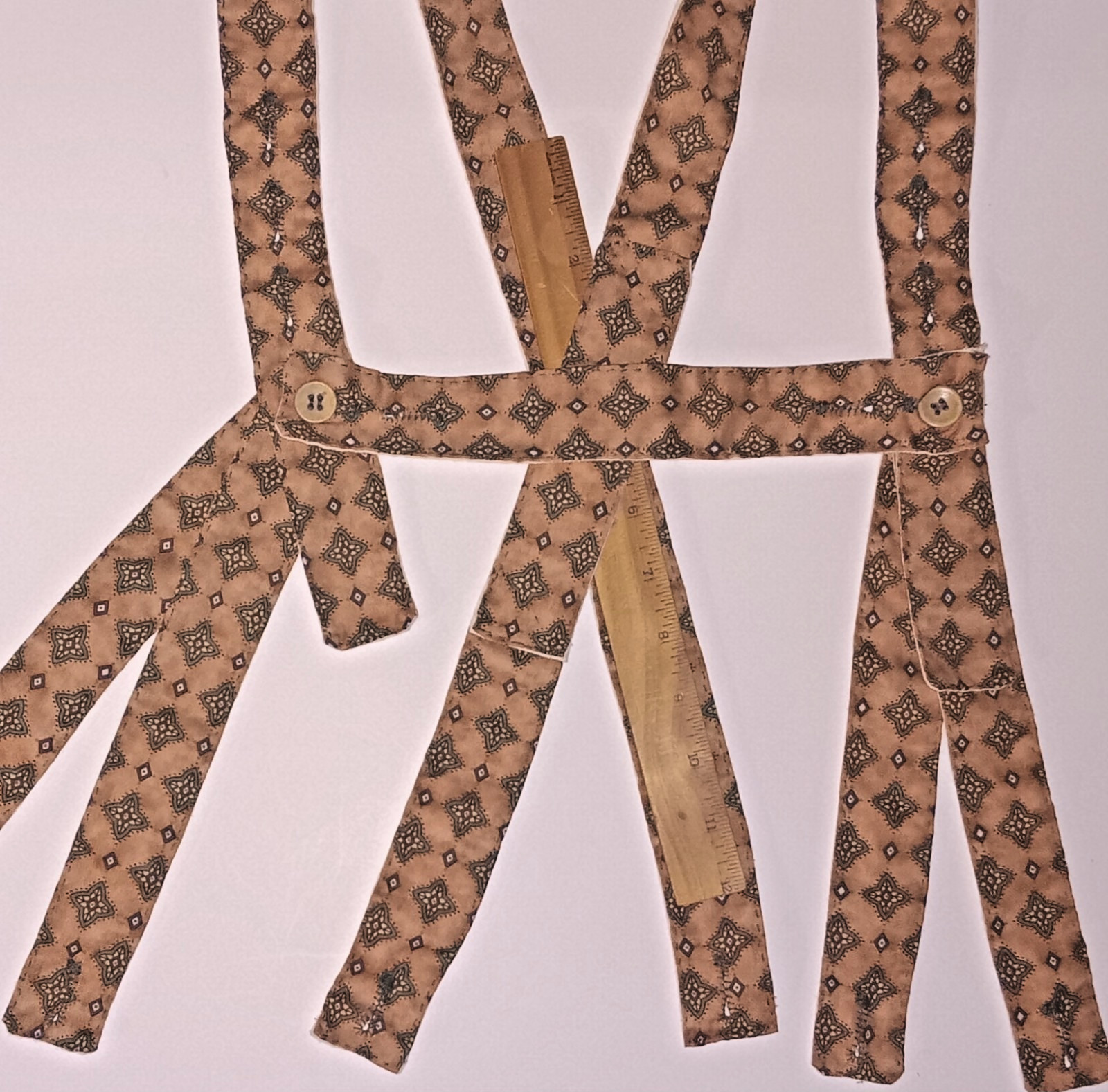 Civil War HANDSEWN Suspender Braces REDUCED SHOULDER SLIP Golden Tan w/Green