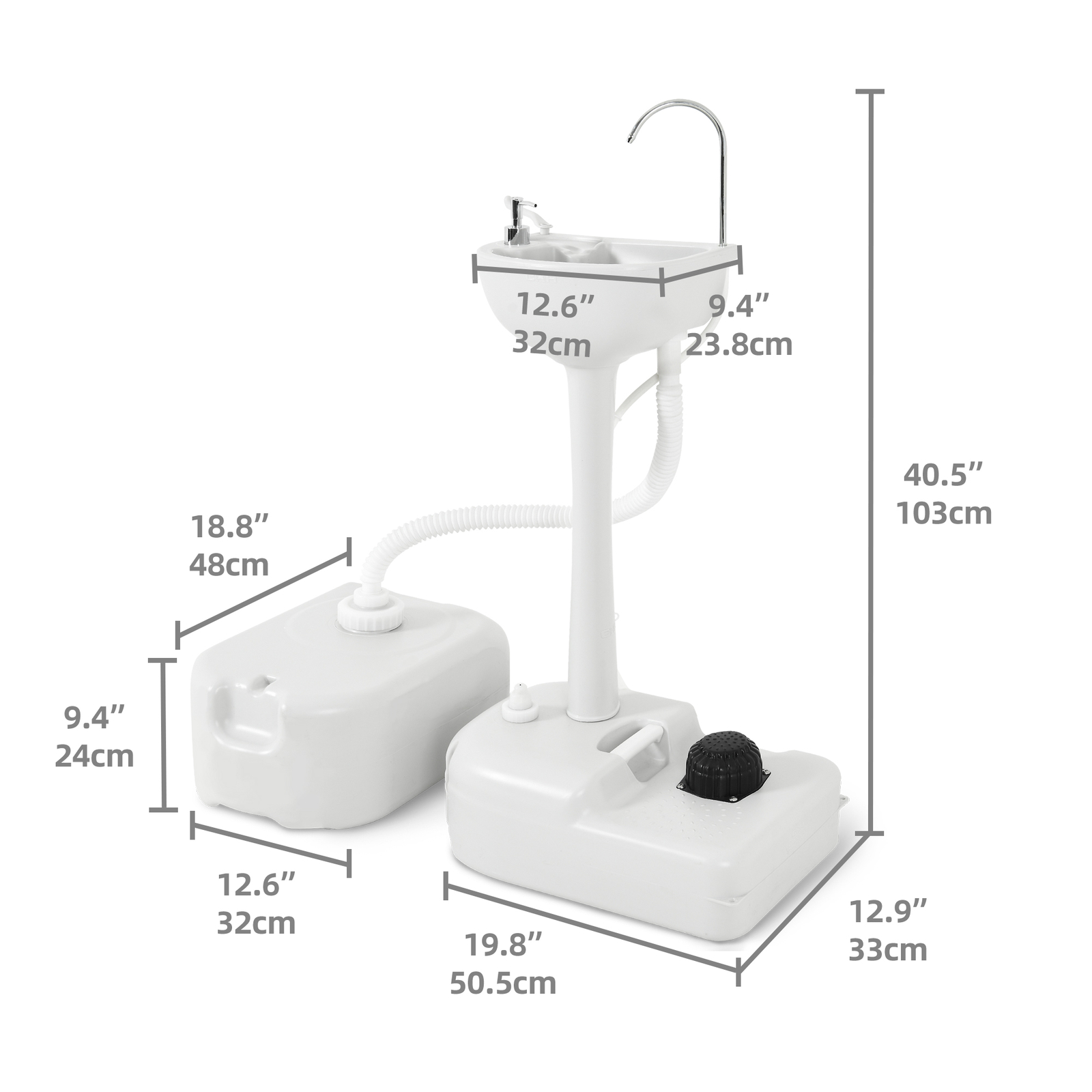 4.5 Gallon Portable Sink Wash Basin Stand with 6 GAL Recovery Tank for Camping