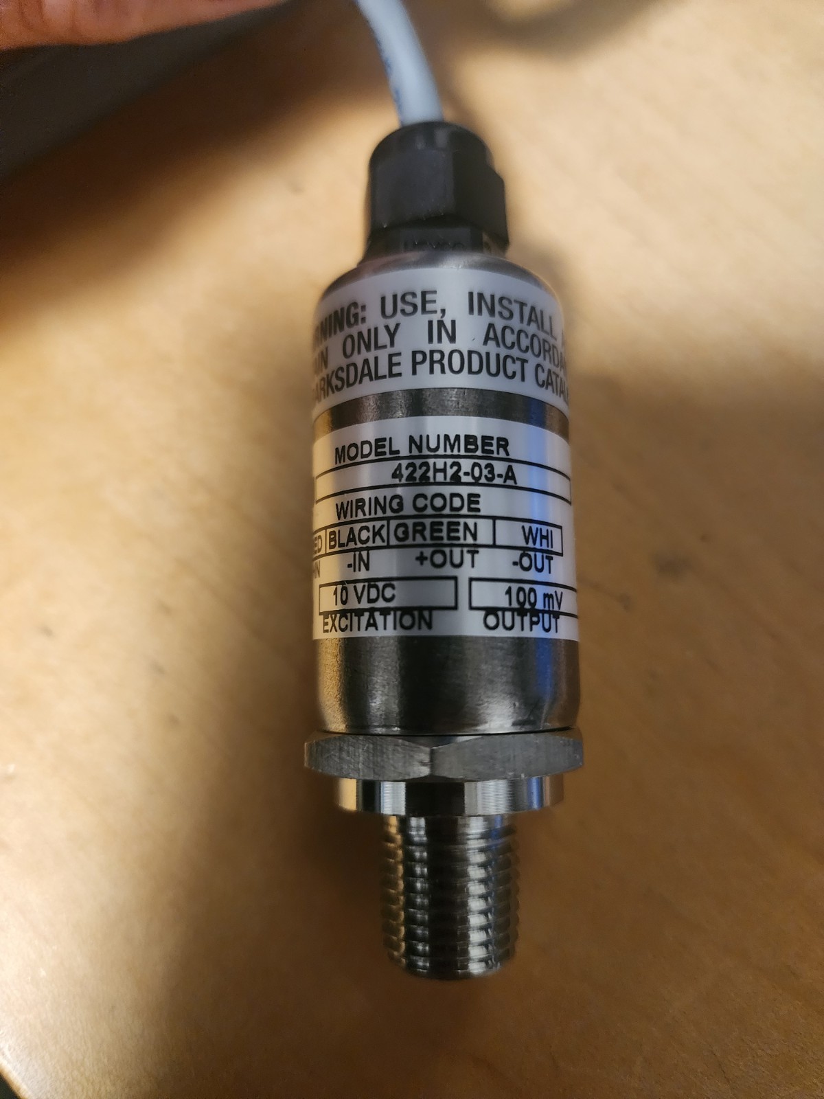 Barksdale Pressure Transducer 422H2-03-A 1/4 Inch NPT New