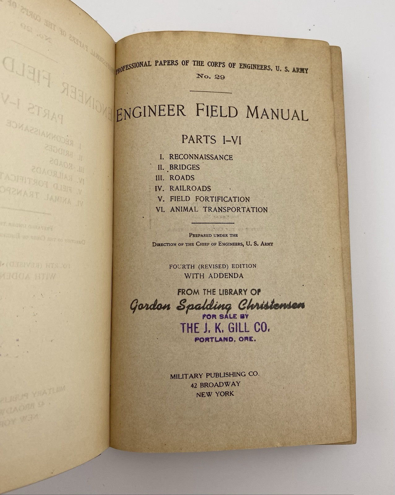 1917 War Department Engineer Field Manual Reference Data Guide Book Doc #355
