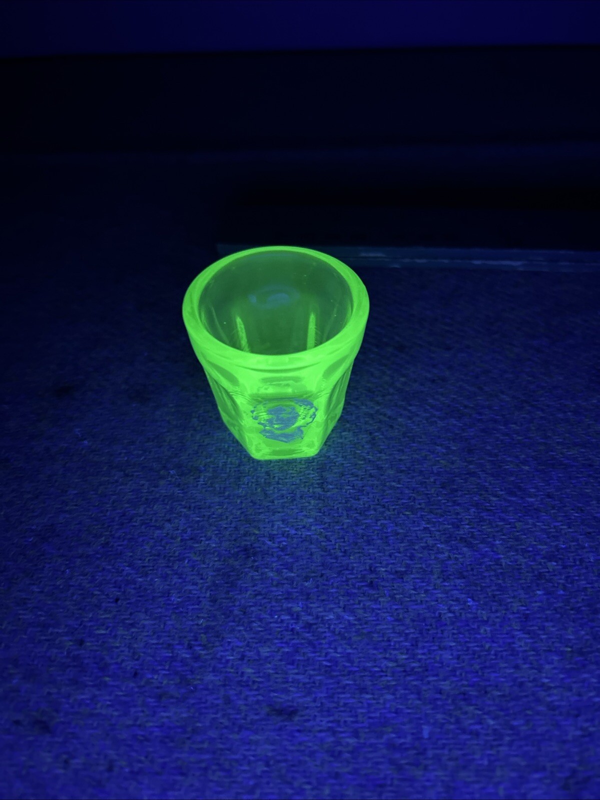 Vintage Antique SUPER RARE Shirley Temple Uranium Glass Shot Glass