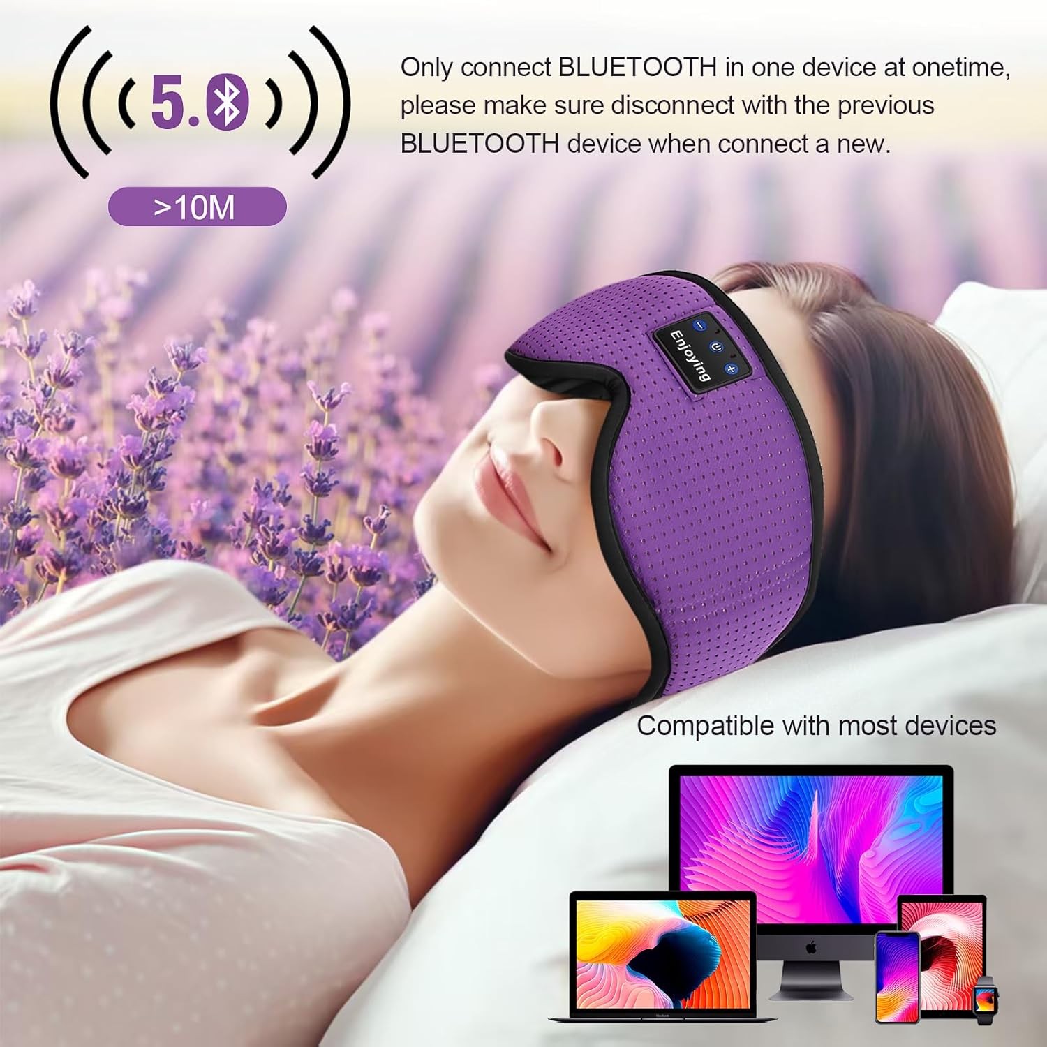 Sleep Headphones, Sleep Mask Bluetooth Wireless Music Eye Mask, Sleeping Mask