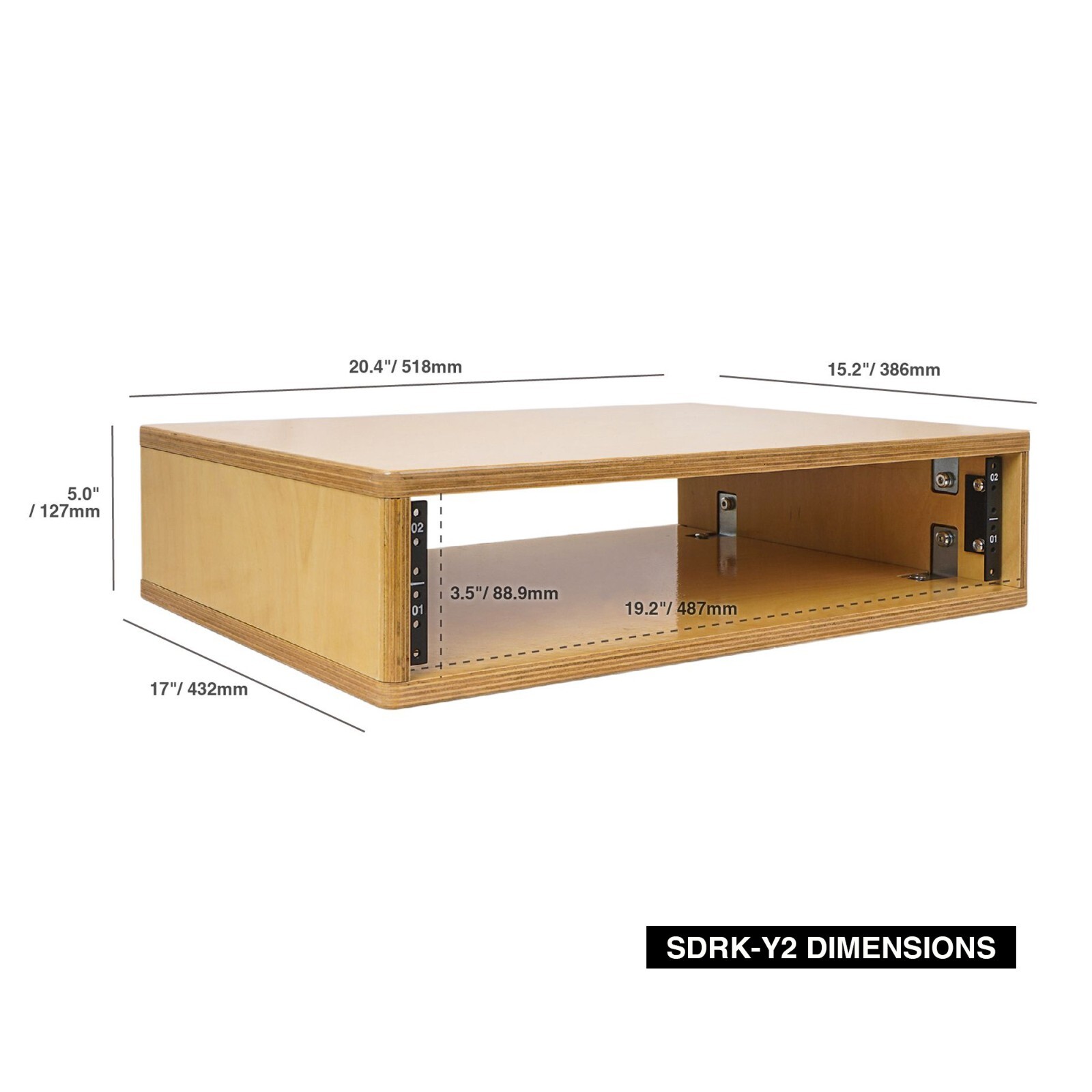 Sound Town DIY 2U Studio Rack w/ Baltic Birch Plywood, Golden Oak (SDRK-Y2)