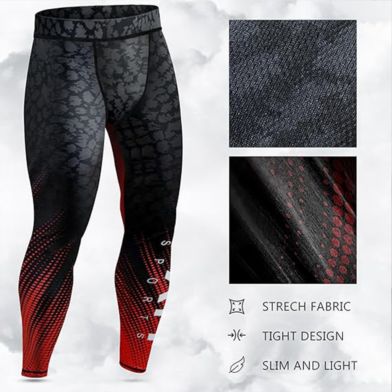 DXM Sublimated Compression Pants Mens Rash Guard Legging Gym Running base Layer