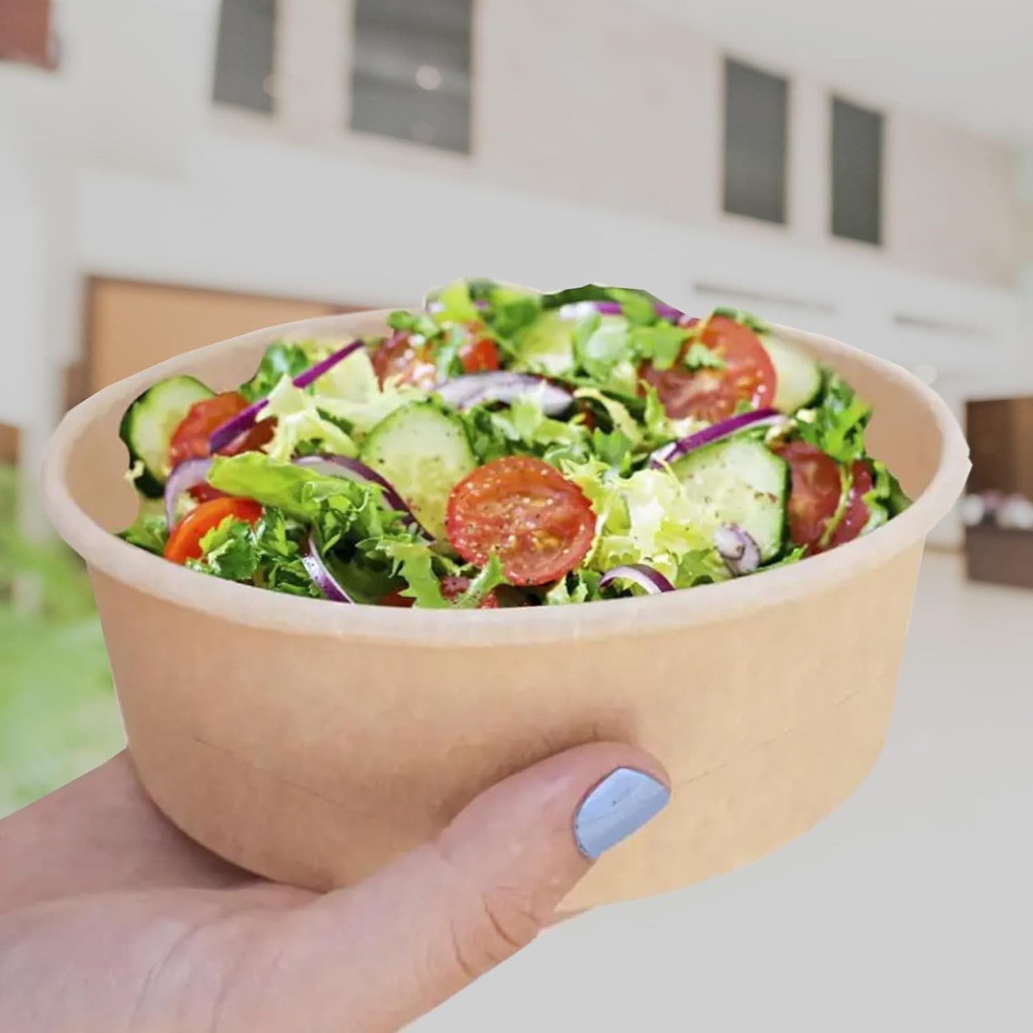 Disposable Kraft salad & Soup paper bowls W/ lids Food containers Meal Prep