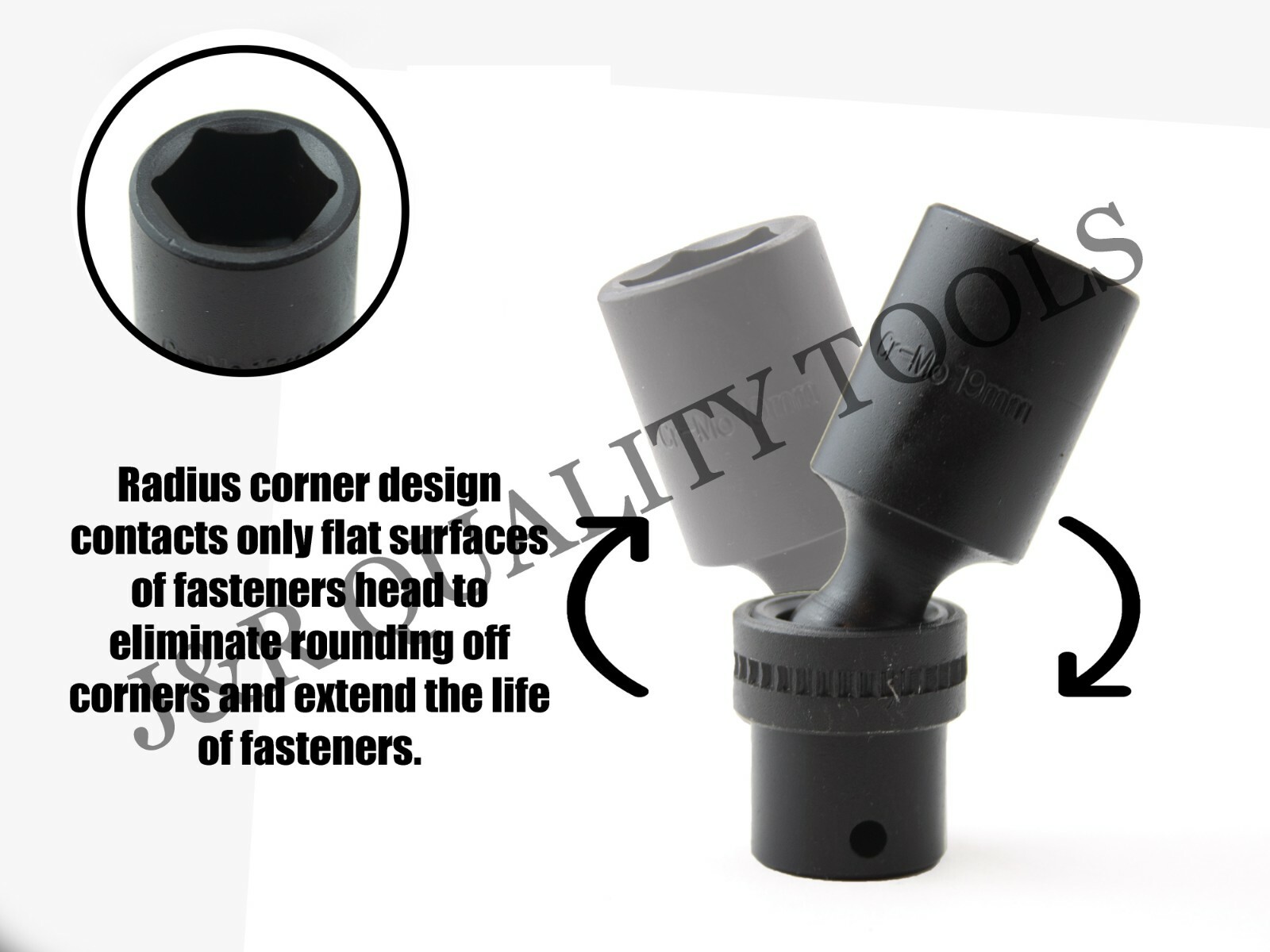10pc 3/8" Drive Universal Swivel Deep Impact (METRIC) Socket Set CR Molybdenum